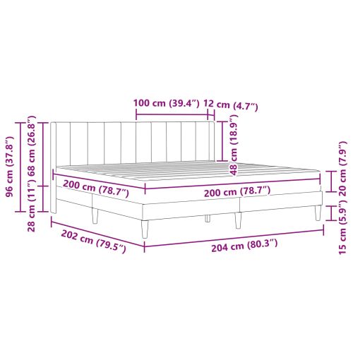 Рамка за легло с матрак с матрак Тъмен сив 200 x 200 cm Кадифе