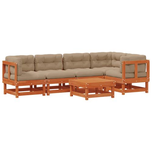 Комплект за почивка в градина 6 pcs Восъчен Кафяв