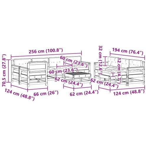 Комплект за почивка в градина 10 pcs Восъчен Кафяв