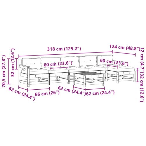 Комплект за почивка в градина 7 pcs Восъчен Кафяв