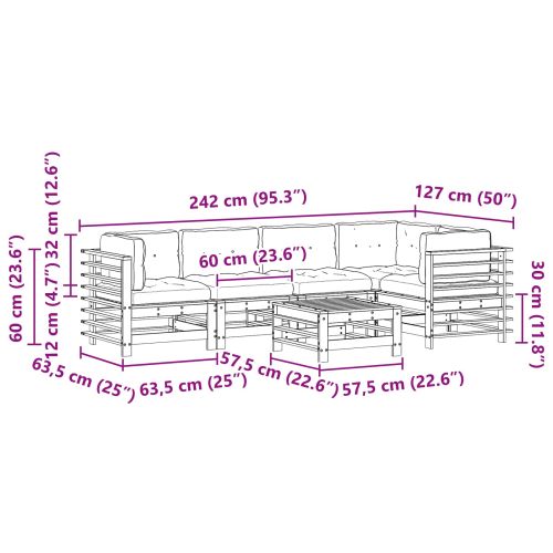 Комплект за почивка в градина 6 pcs Восъчен Кафяв