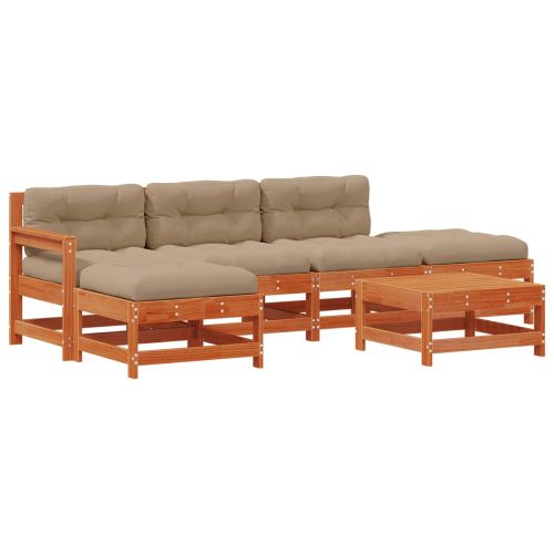 Комплект за почивка в градина 6 pcs Восъчен Кафяв