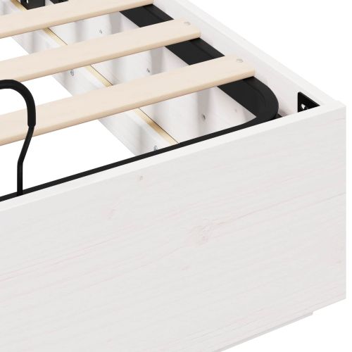 Отоманско легло Бял 140 x 200 cm Масивна боровина