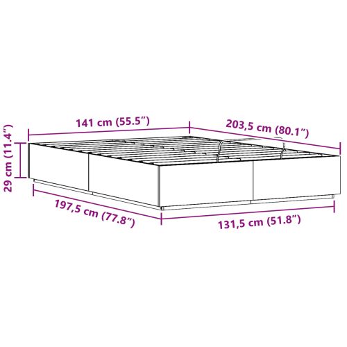 Отоманско легло Бял 140 x 200 cm Масивна боровина