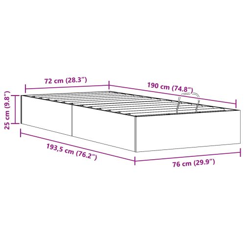 Отоман легло рамка с хранилище 2 pcs Естествен 70 x 190 cm