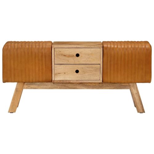 Пейка гимнастическа кафява 107 см естествена козя кожа и манго