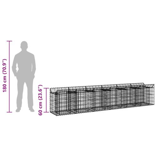 Габиона повдигнато легло 2 pcs Сребрист 300 x 50 x 60 см