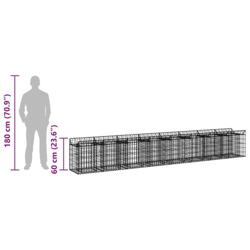 Габиона повдигнато легло 2 pcs Сребрист 400 x 50 x 60 см