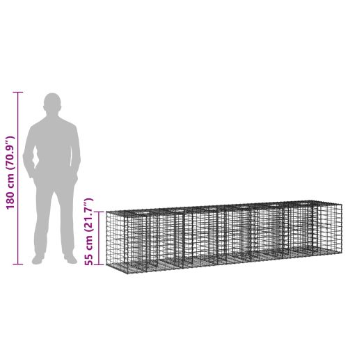 Габиона повдигнато легло 2 pcs Сребрист 260 x 60 x 55 см