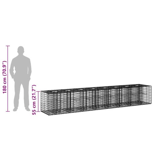 Габиона повдигнато легло 2 pcs Сребрист 340 x 60 x 55 см