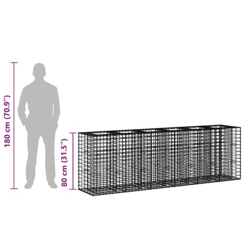 Габиона повдигнато легло 2 pcs Сребрист 250 x 50 x 80 см