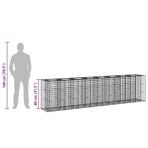 Габиона повдигнато легло 2 pcs Сребрист 330 x 50 x 80 см