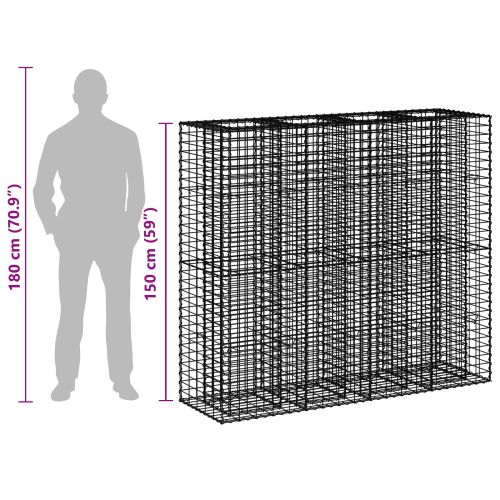 Габиона повдигнато легло 2 pcs Сребрист 170 x 50 x 150 см