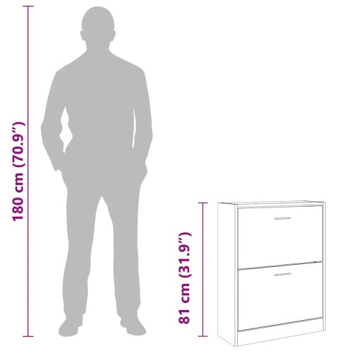 Шкаф за обувки, кафяв дъб, 63x24x81 см, инженерно дърво