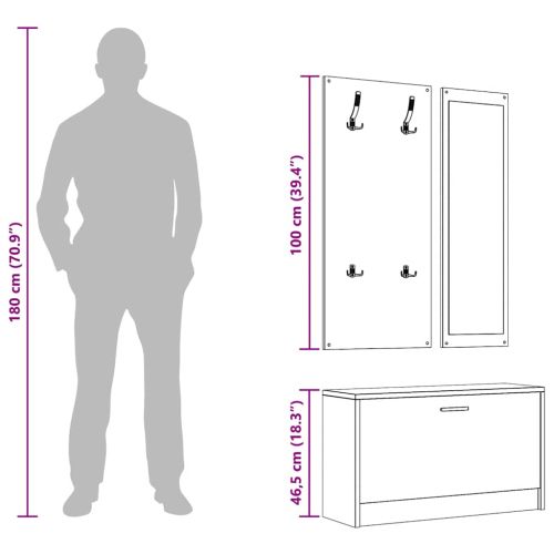 3-в-1 портманто, опушен дъб, инженерно дърво
