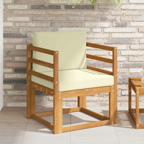 Комплект дивани за открито Солидно акациево дърво и полиестер