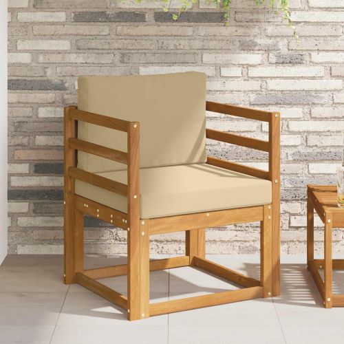 Комплект дивани за открито Солидно акациево дърво и полиестер