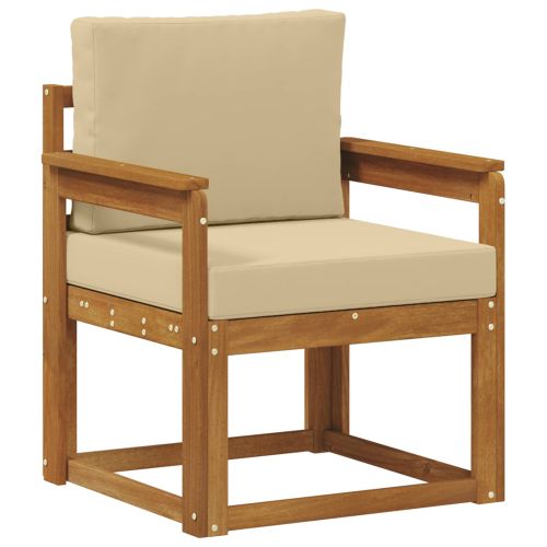 Външен диван Солидно акациево дърво и полиестер Естествен