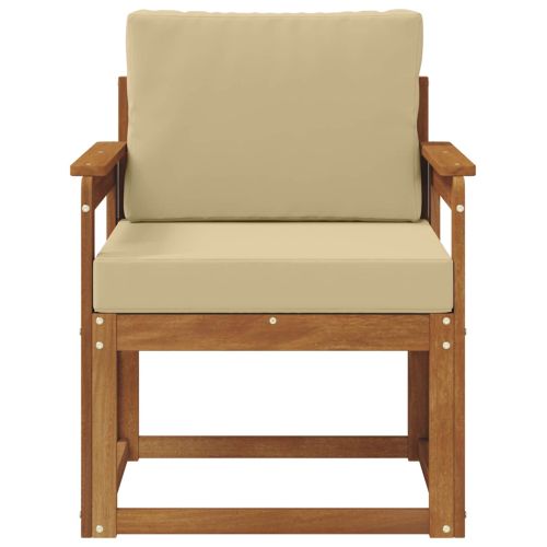 Външен диван Солидно акациево дърво и полиестер Естествен