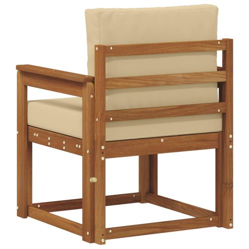 Външен диван Солидно акациево дърво и полиестер Естествен