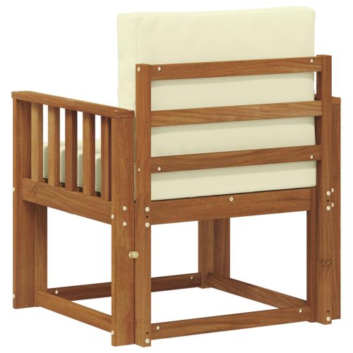 Външен диван Солидно акациево дърво и полиестер Естествен