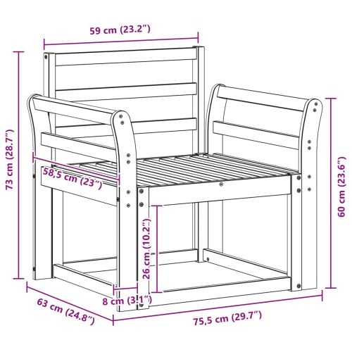 Външен диван Солидно акациево дърво Естествен
