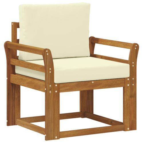 Външен диван Солидно акациево дърво и полиестер Естествен