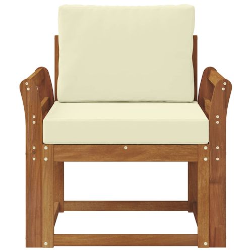 Външен диван Солидно акациево дърво и полиестер Естествен