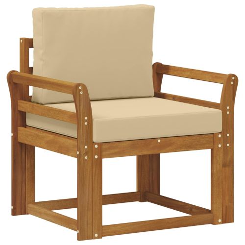 Външен диван Солидно акациево дърво и полиестер Естествен