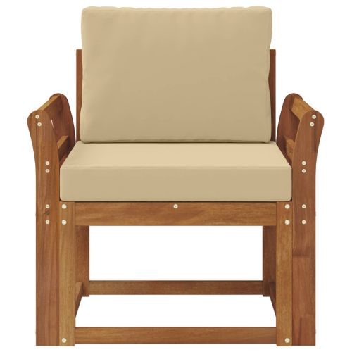 Външен диван Солидно акациево дърво и полиестер Естествен