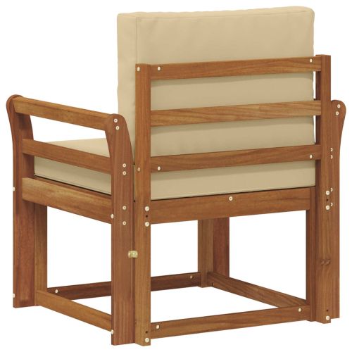 Външен диван Солидно акациево дърво и полиестер Естествен