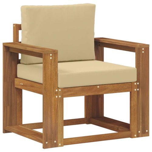 Комплект дивани за открито Солидно акациево дърво и полиестер