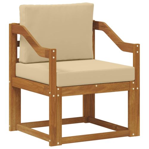 Външен диван Солидно акациево дърво и полиестер Естествен