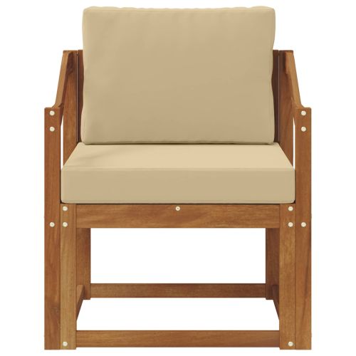 Външен диван Солидно акациево дърво и полиестер Естествен