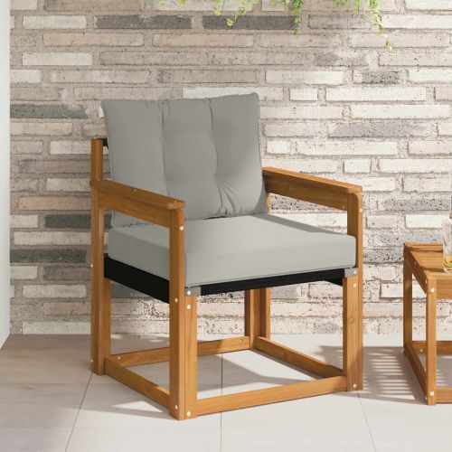 Комплект дивани за открито Солидно акациево дърво и текстилена