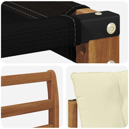 Комплект дивани за открито Солидно акациево дърво и текстилена