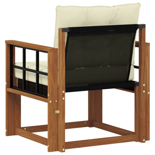 Комплект дивани за открито Солидно акациево дърво и текстилена