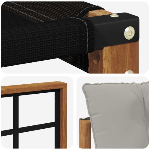 Комплект дивани за открито Солидно акациево дърво и текстилена