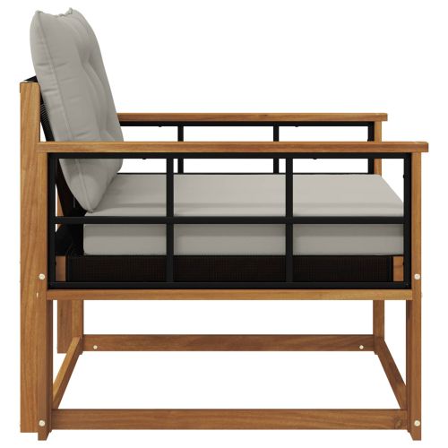 Комплект дивани за открито Солидно акациево дърво и текстилена