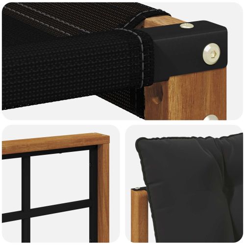 Комплект дивани за открито Солидно акациево дърво и текстилена