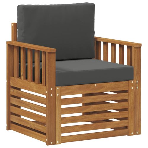 Комплект дивани за открито Солидно акациево дърво и полиестер