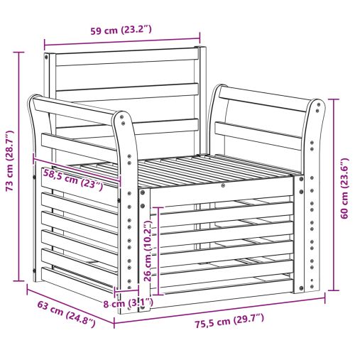 Комплект дивани за открито Естествен 75,5 x 63 x 73 см