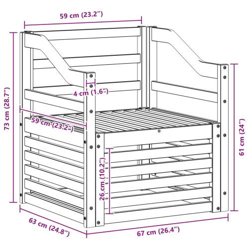Комплект дивани за открито Естествен 67 x 63 x 73 см