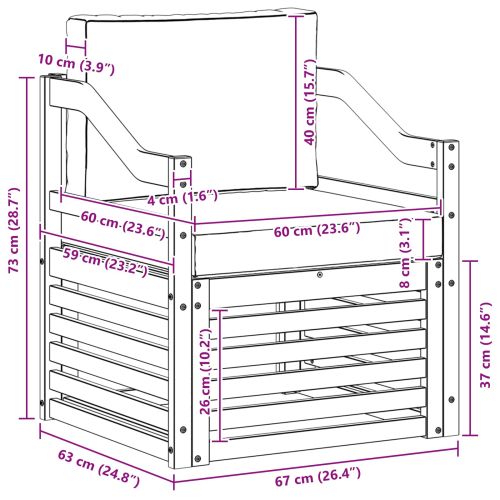 Комплект дивани за открито Естествен 67 x 63 x 73 см