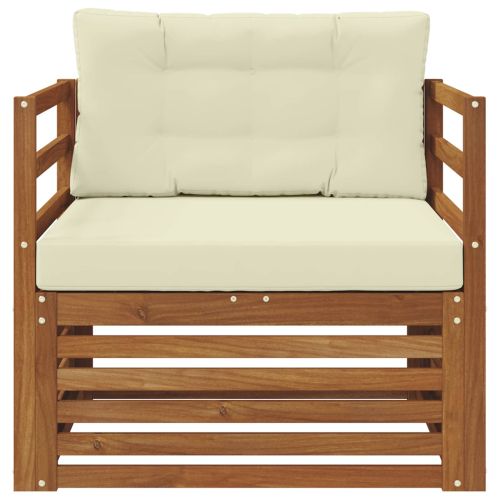 Комплект дивани за открито Солидно акациево дърво и полиестер