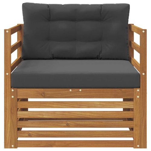 Комплект дивани за открито Солидно акациево дърво и полиестер