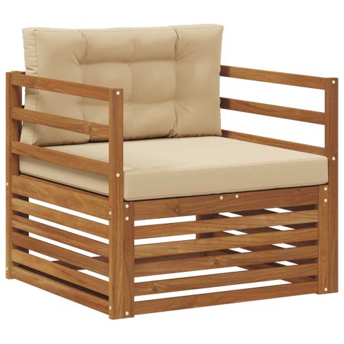 Комплект дивани за открито Солидно акациево дърво и полиестер