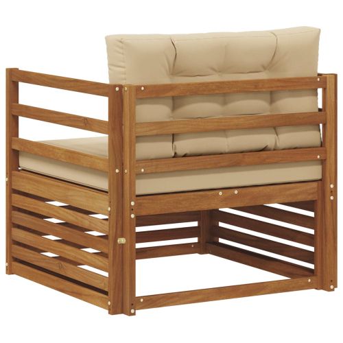 Комплект дивани за открито Солидно акациево дърво и полиестер