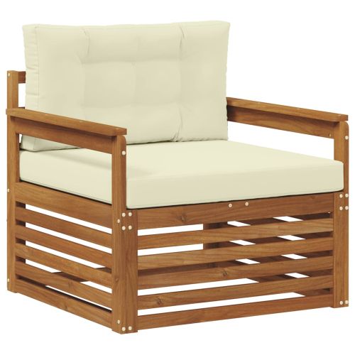 Комплект дивани за открито Солидно акациево дърво и полиестер