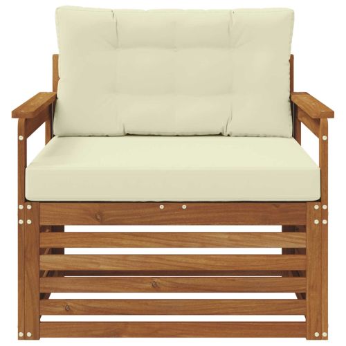 Комплект дивани за открито Солидно акациево дърво и полиестер